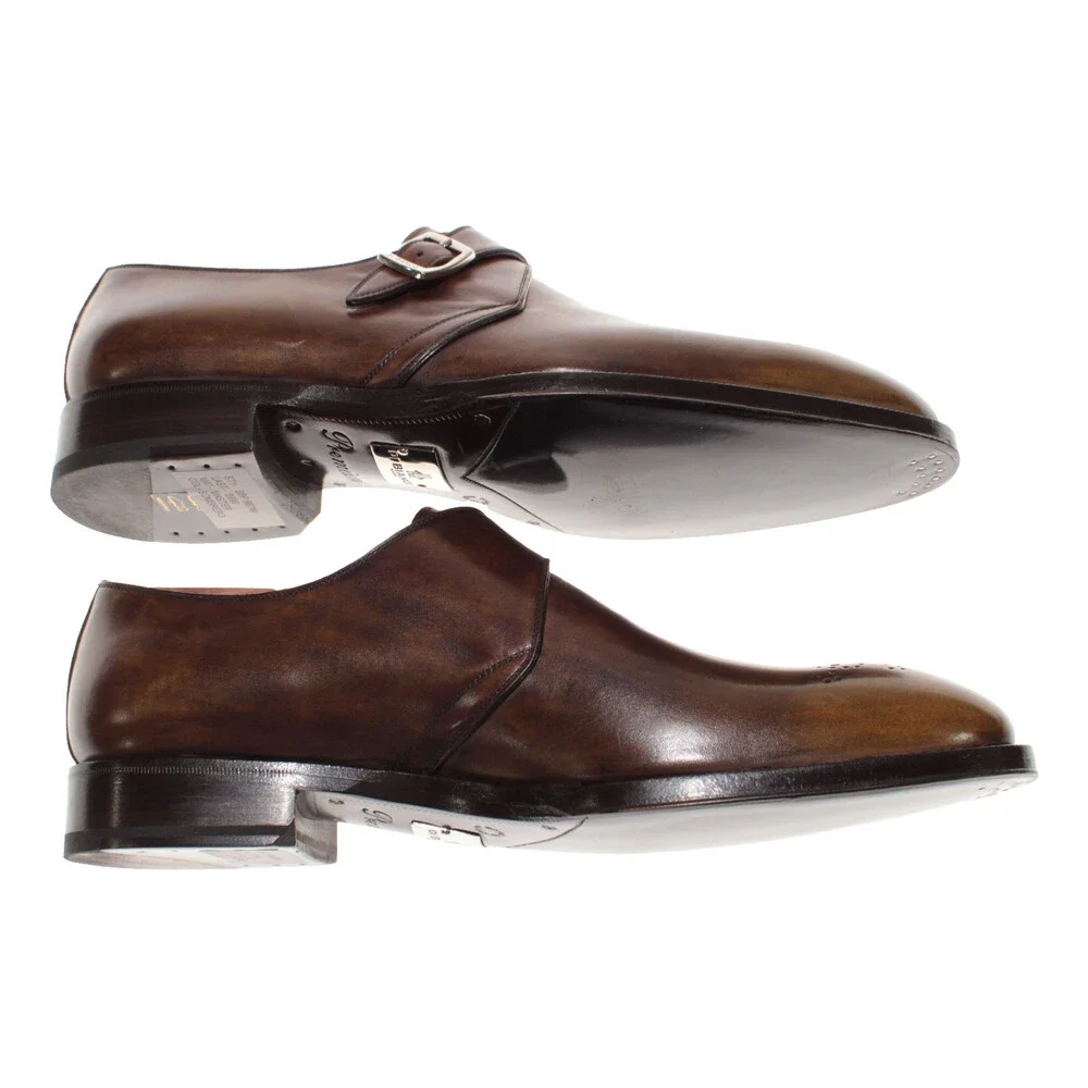 Di Bianco NWD Single Monk Strap Dress Shoes Size 9 US in Brown Leather